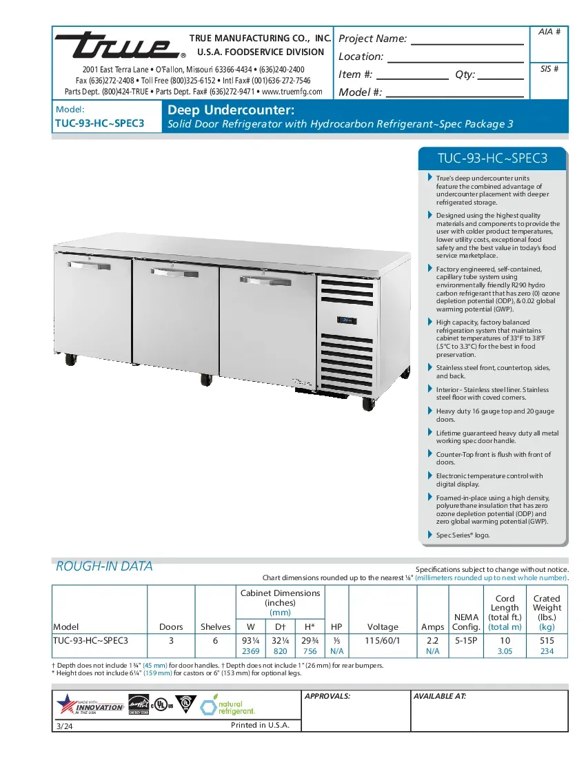 true-manufacturing-tuc-93-hc-spec3-refrigerator-undercounter-reach-in-specs-2605243nr76d.pdf